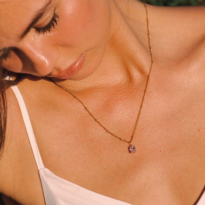 Oval Pink Cubic Zirconia Necklace — Rose