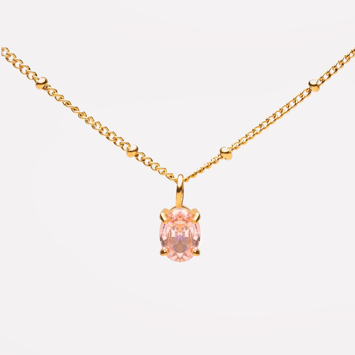 Oval Pink Cubic Zirconia Necklace — Rose