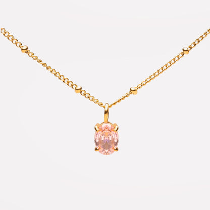 Oval Pink Cubic Zirconia Necklace — Rose