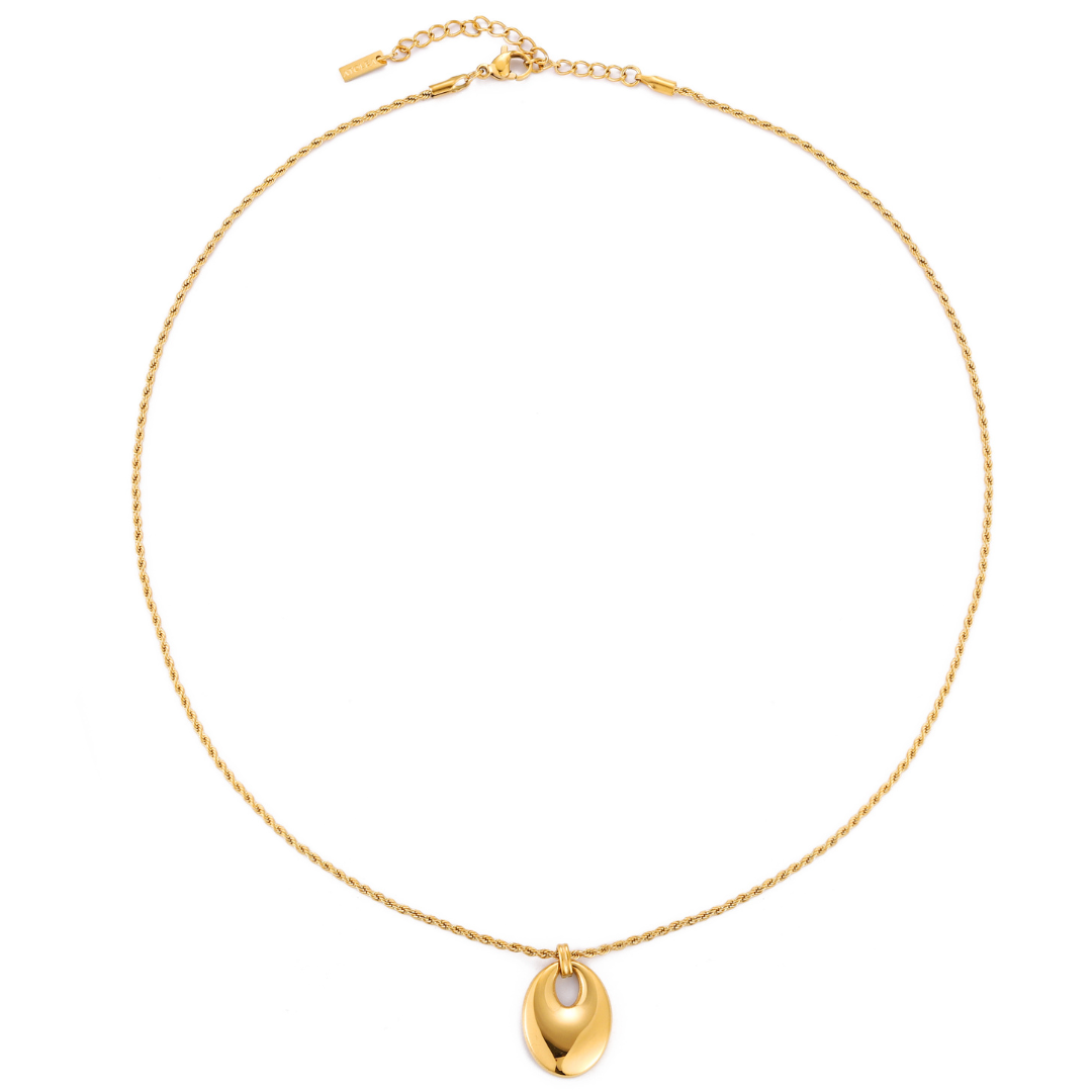 Oval Open Pendant Necklace, Stainless Steel — Reverie