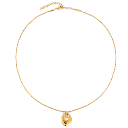 Oval Open Pendant Necklace, Stainless Steel — Reverie