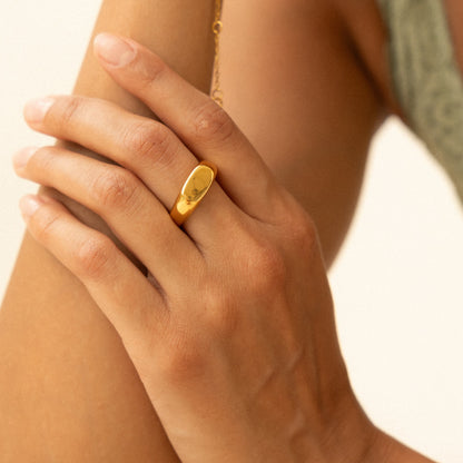Plain Oval Signet Ring, Steel — Everyday