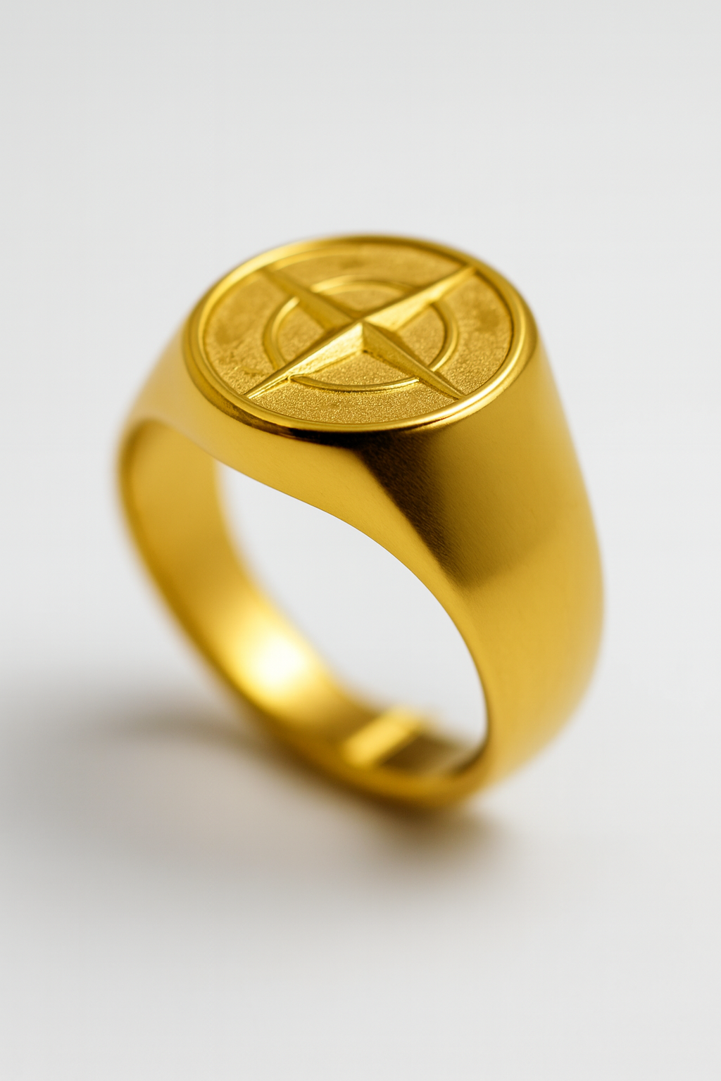 Men’s Compass Signet Ring, Gold PVD Finish, US 7–12