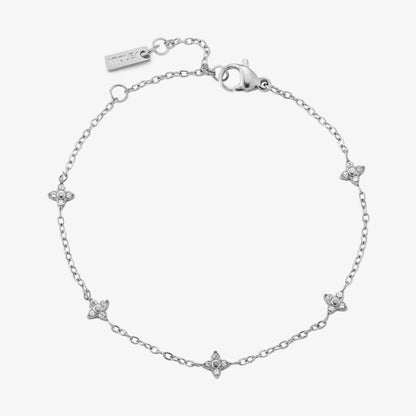 Quatrefoil Zircon Station Bracelet, Steel