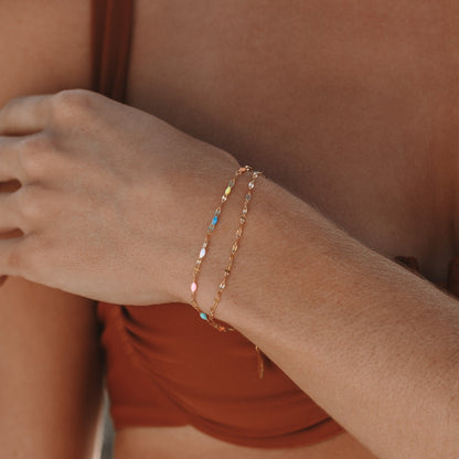 Rainbow Double Chain Bracelet, 16 cm