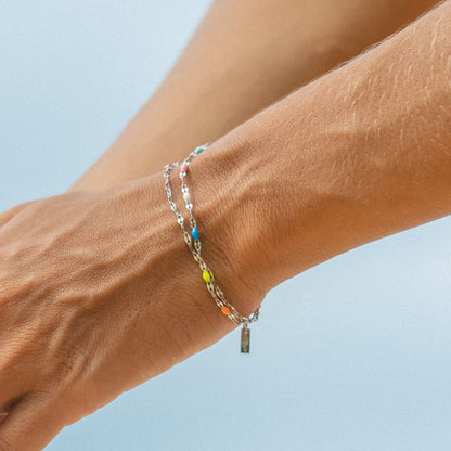Rainbow Double Chain Bracelet, 16 cm