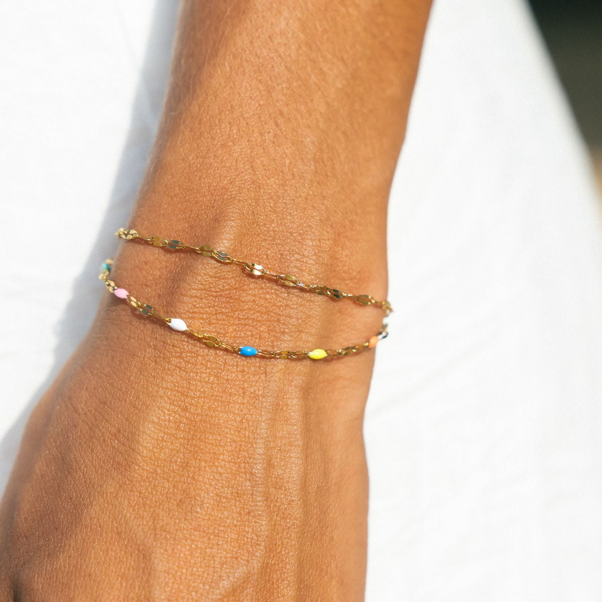 Rainbow Double Chain Bracelet, 16 cm