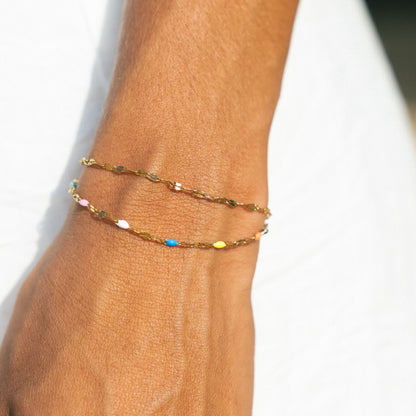 Rainbow Double Chain Bracelet, 16 cm
