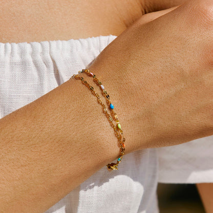 Rainbow Double Chain Bracelet, 16 cm