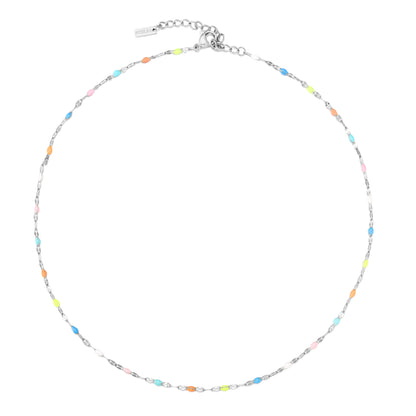 Rainbow Enamel Choker Necklace, 39 cm