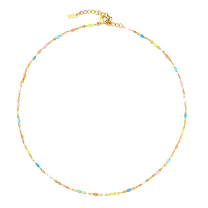 Rainbow Enamel Choker Necklace, 39 cm