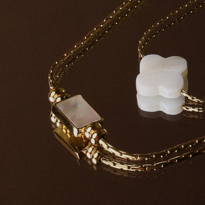 Mother-of-Pearl Pendant Necklace, Stainless Steel — Lune