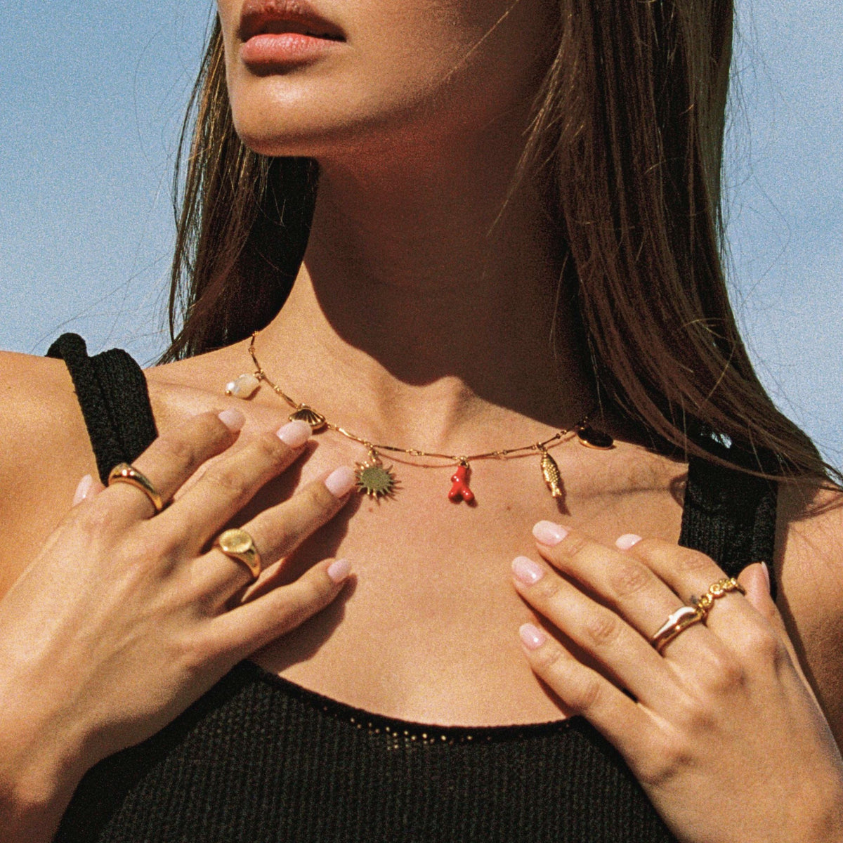 Coastal Charm Necklace with Freshwater Pearl