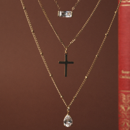 Small Cross Beaded Chain Necklace, 45 cm