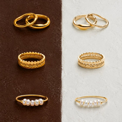 Three Textured Stacking Rings Set — Daily