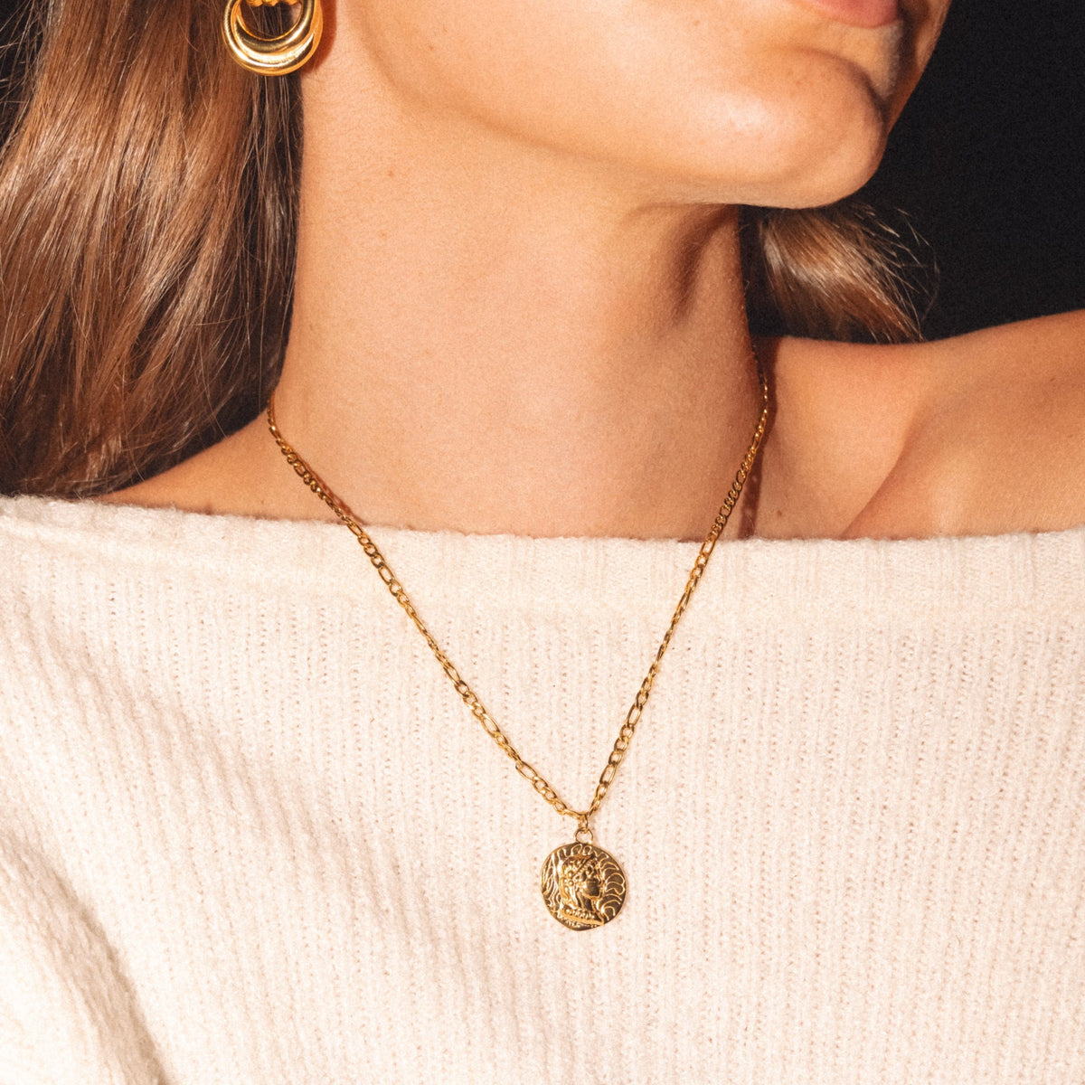 Roman Coin Pendant Necklace, Steel — Roma