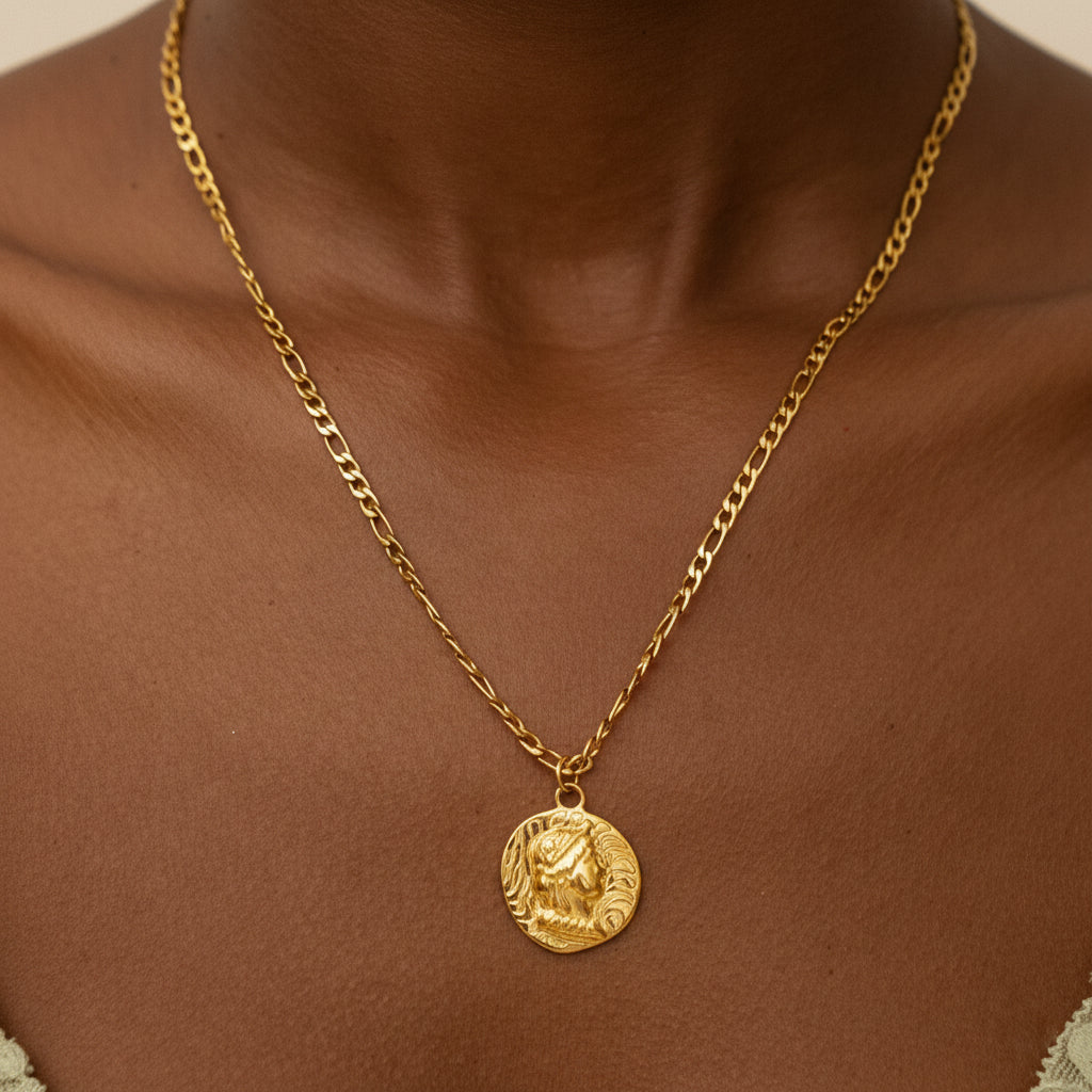 Roman Coin Pendant Necklace, Steel — Roma
