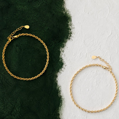 Rope Chain Bracelet, 3 mm, 16–20 cm — Calvi