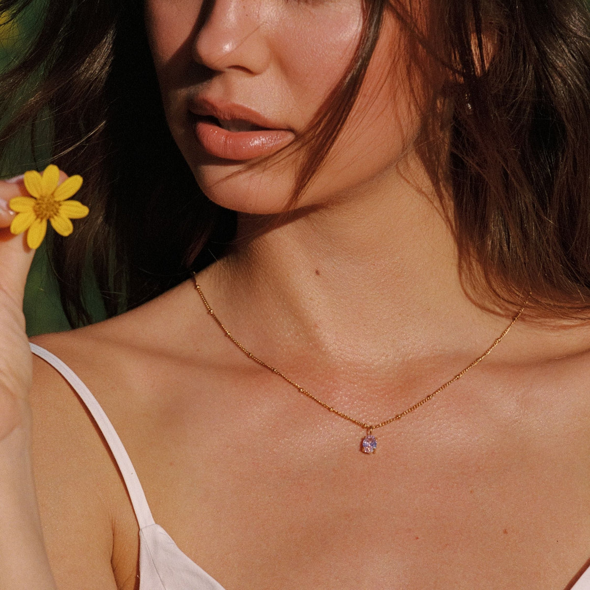 Oval Pink Cubic Zirconia Necklace — Rose