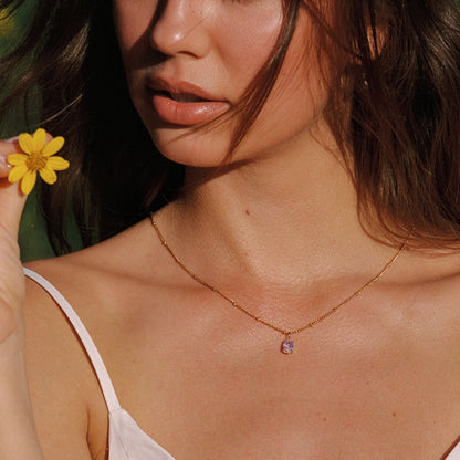 Oval Pink Cubic Zirconia Necklace — Rose