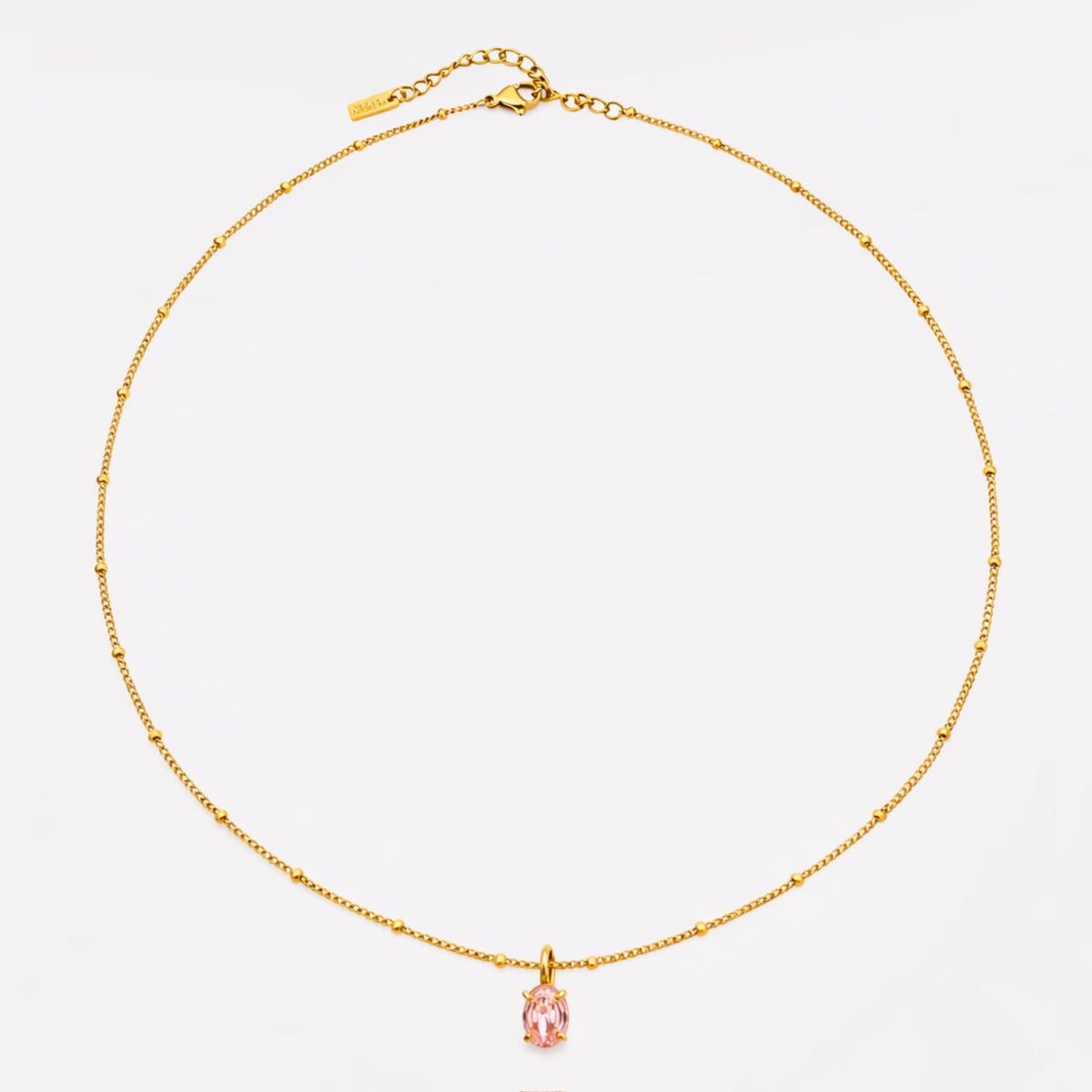 Oval Pink Cubic Zirconia Necklace — Rose