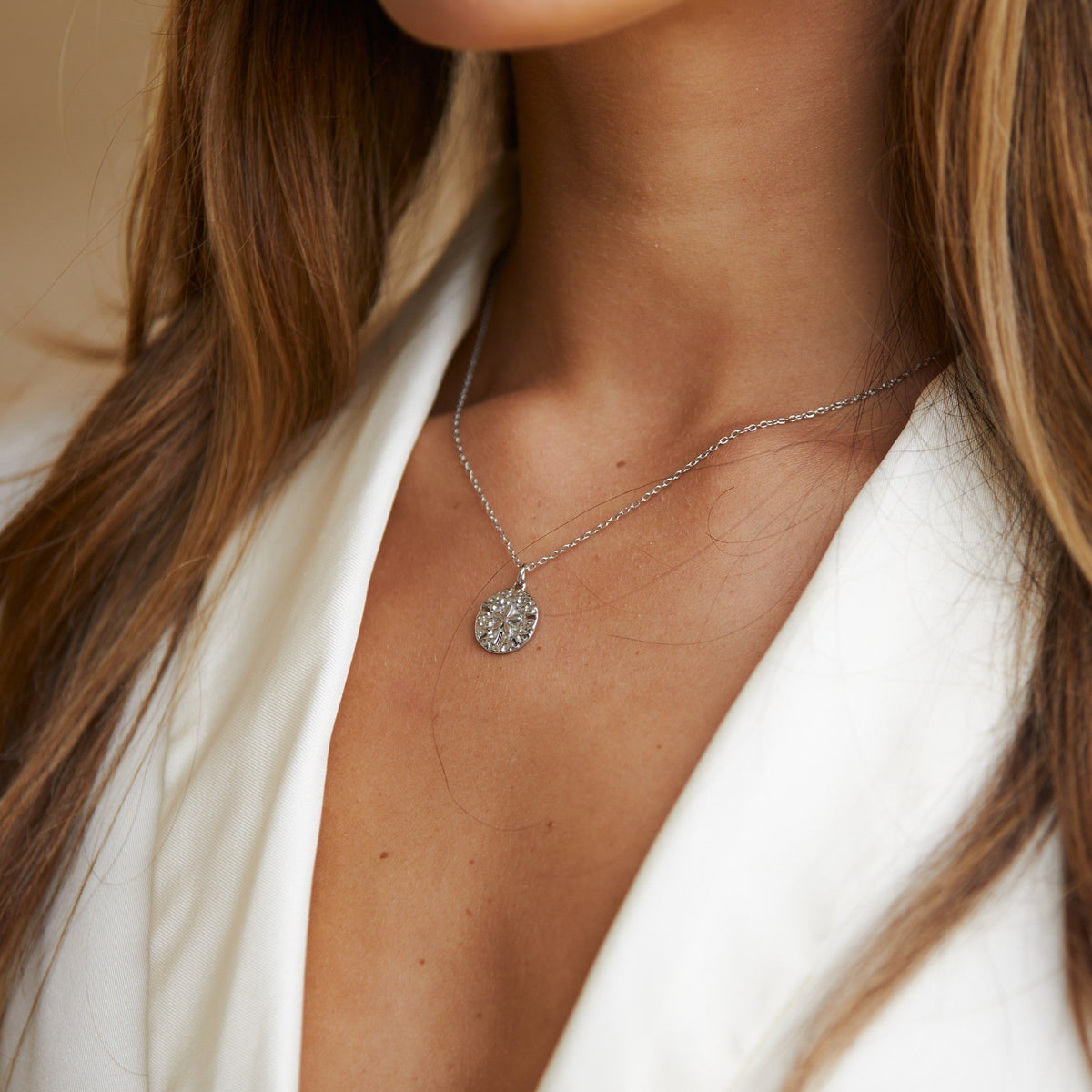 Sand Dollar Pendant Necklace, 10 mm