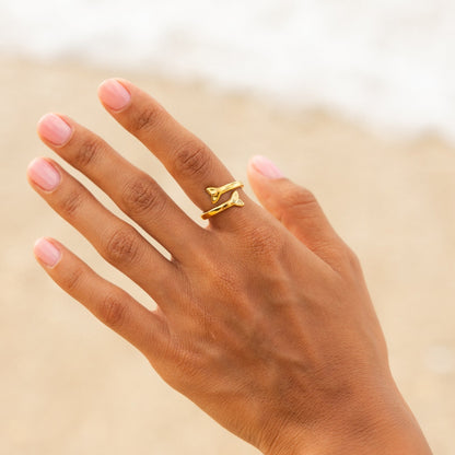 Adjustable Whale Tail Wrap Ring, Steel
