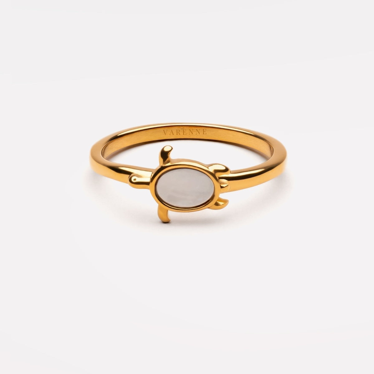 Mother of Pearl Sea Turtle Ring, Steel