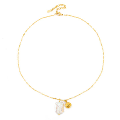 Pearl and Spiral Shell Pendant Necklace — Seashell Cove