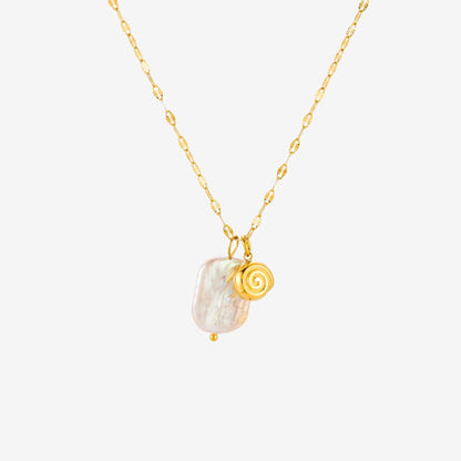 Pearl and Spiral Shell Pendant Necklace — Seashell Cove