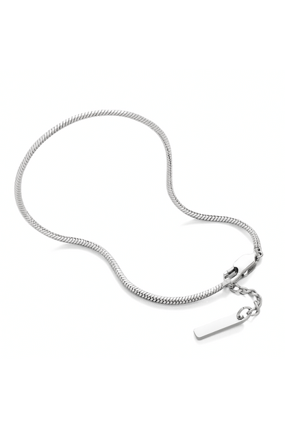 Snake Chain Bracelet, 2 mm, Silver-Plated Steel, Adjustable