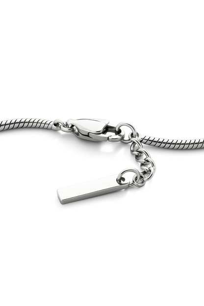 Snake Chain Bracelet, 2 mm, Silver-Plated Steel, Adjustable
