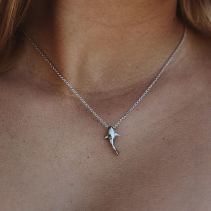 Shark Pendant Necklace, 45 cm, Steel