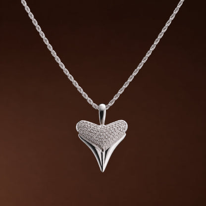 Zircon Shark Tooth Pendant Necklace, 18 mm