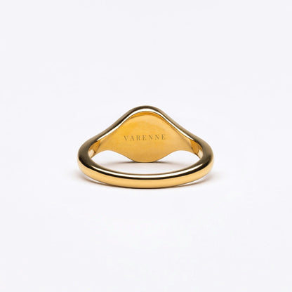 Round Sunburst Signet Ring, Steel