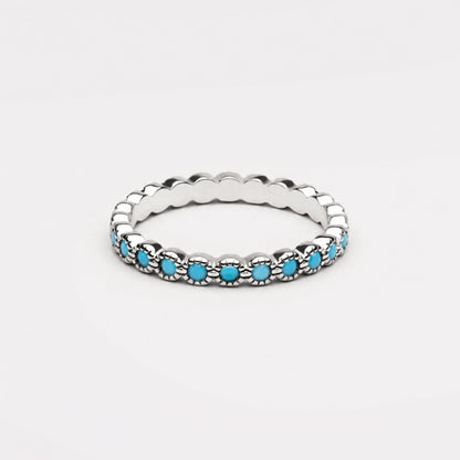 Turquoise Eternity Band Ring, Steel — Azure