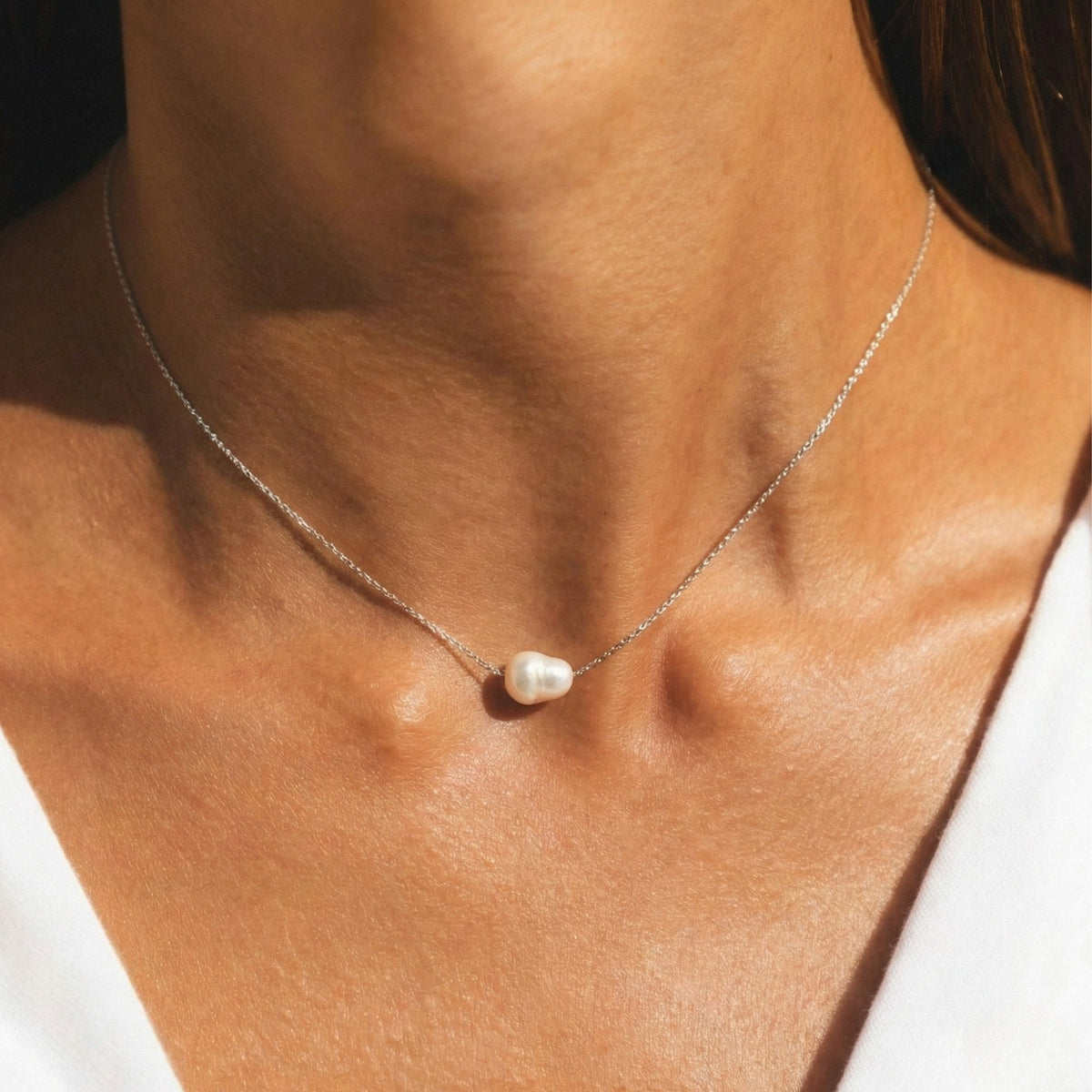 Single Baroque Freshwater Pearl Choker, 35 cm