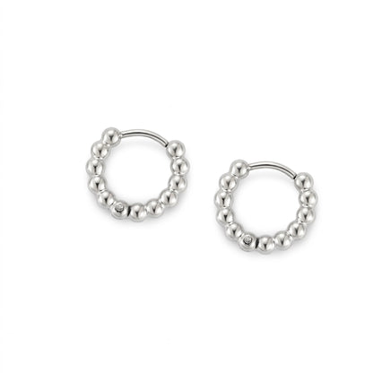 Beaded Edge Hoop Earrings, 9 mm