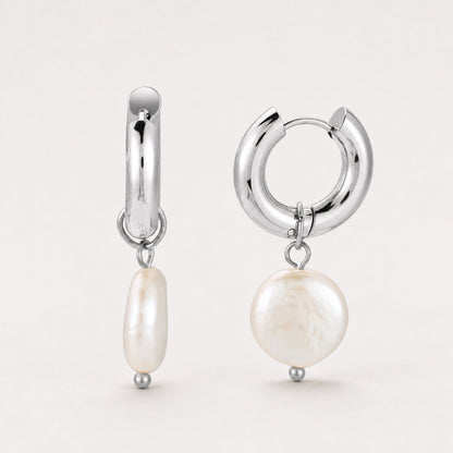 Chunky Freshwater Pearl Hoop Earrings, 18 mm