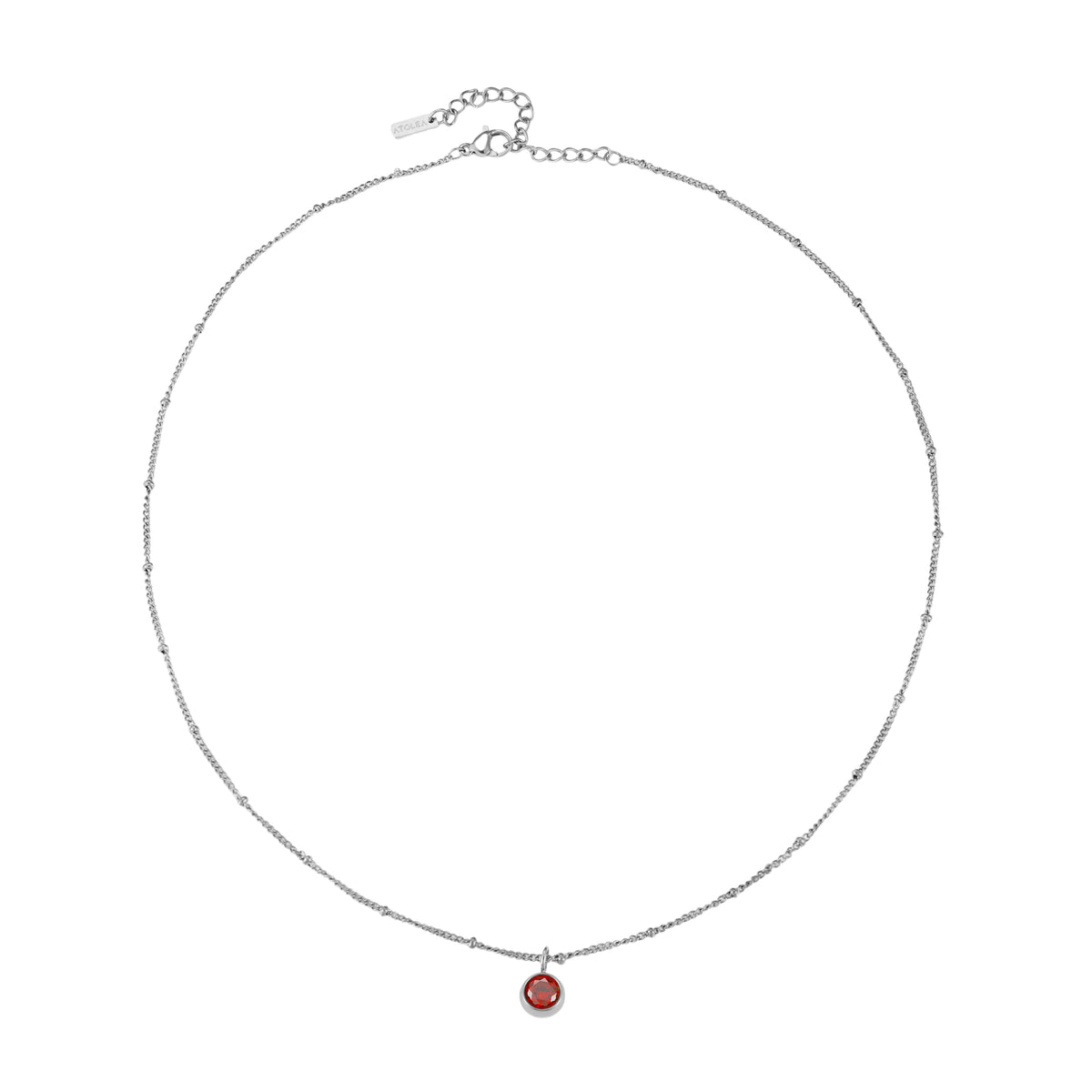 Round CZ Birthstone Necklace, 9 mm