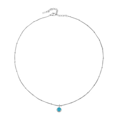 Round CZ Birthstone Necklace, 9 mm