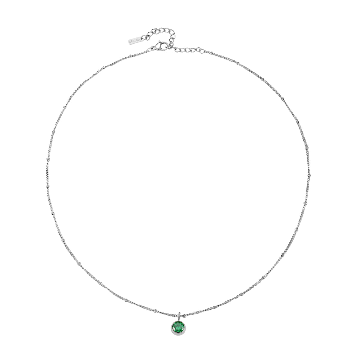 Round CZ Birthstone Necklace, 9 mm
