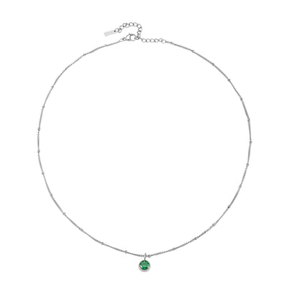 Round CZ Birthstone Necklace, 9 mm