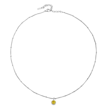 Round CZ Birthstone Necklace, 9 mm