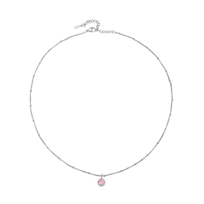 Round CZ Birthstone Necklace, 9 mm