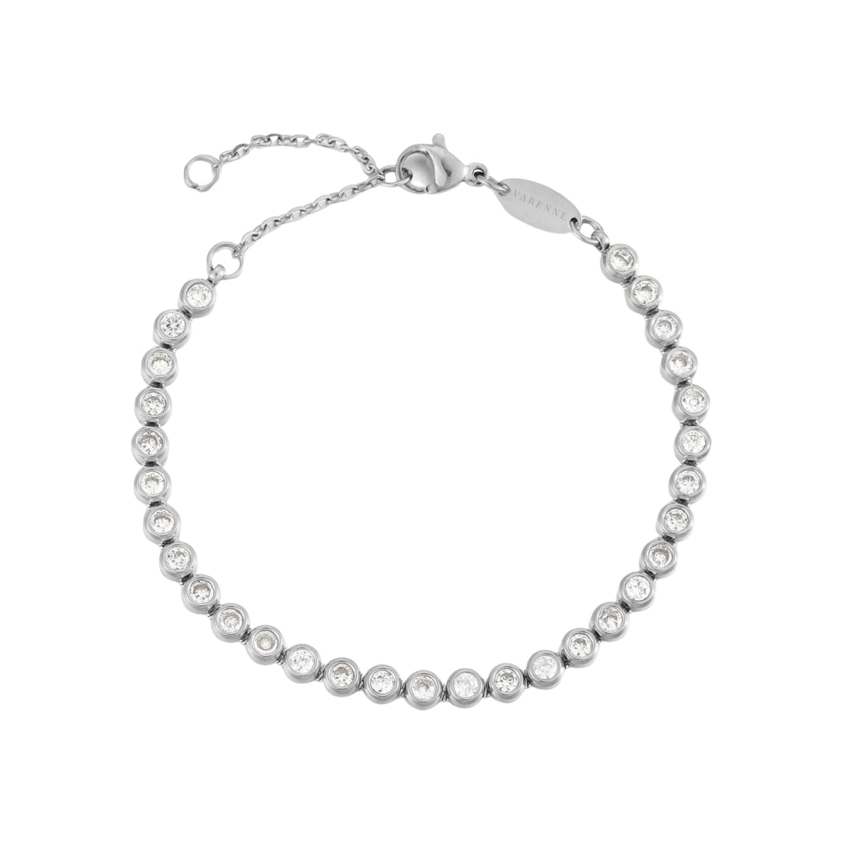 Round Zircon Tennis Bracelet, 17 cm, Steel