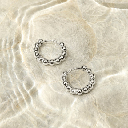 Beaded Edge Hoop Earrings, 9 mm