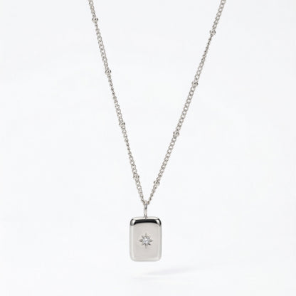Star-Set Zirconia Tag Necklace — Starlight