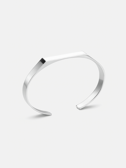Faceted Open Cuff Bracelet, 5 mm, Platinum-Plated Steel