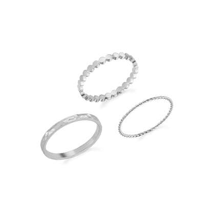 Three Textured Stacking Rings Set — Daily